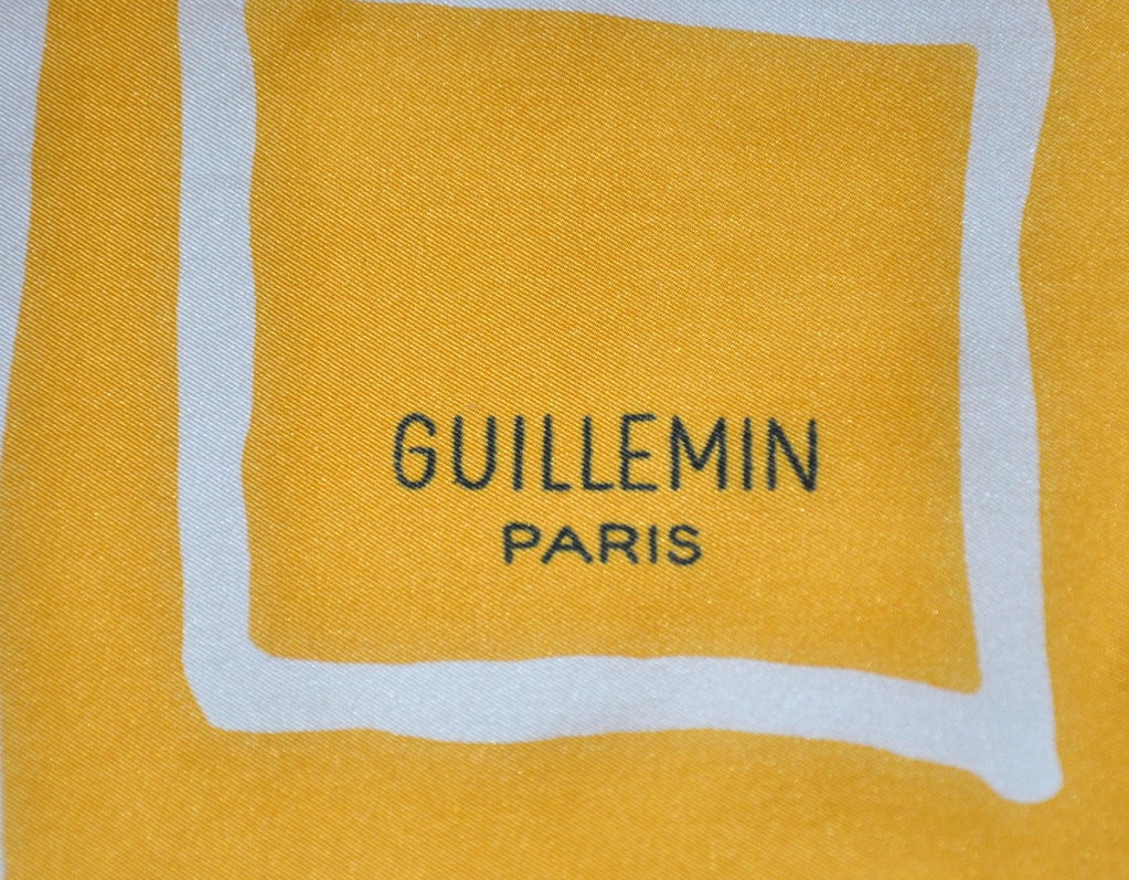 Orange Guillemin yellow & white silk scarf For Sale