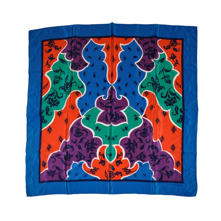 Christian Dior Bold Multicolor silk scarf For Sale