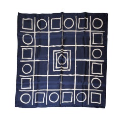 Les Echarpen de MArcel Guillemin navy geometric print scarf