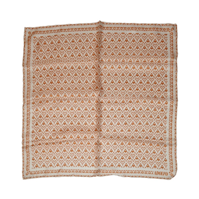 Pañuelo de seda estampado Adolfo crema y beige