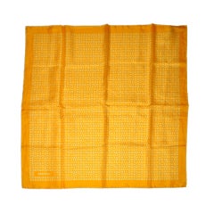 Halston yellow & white "H' logo silk scarf