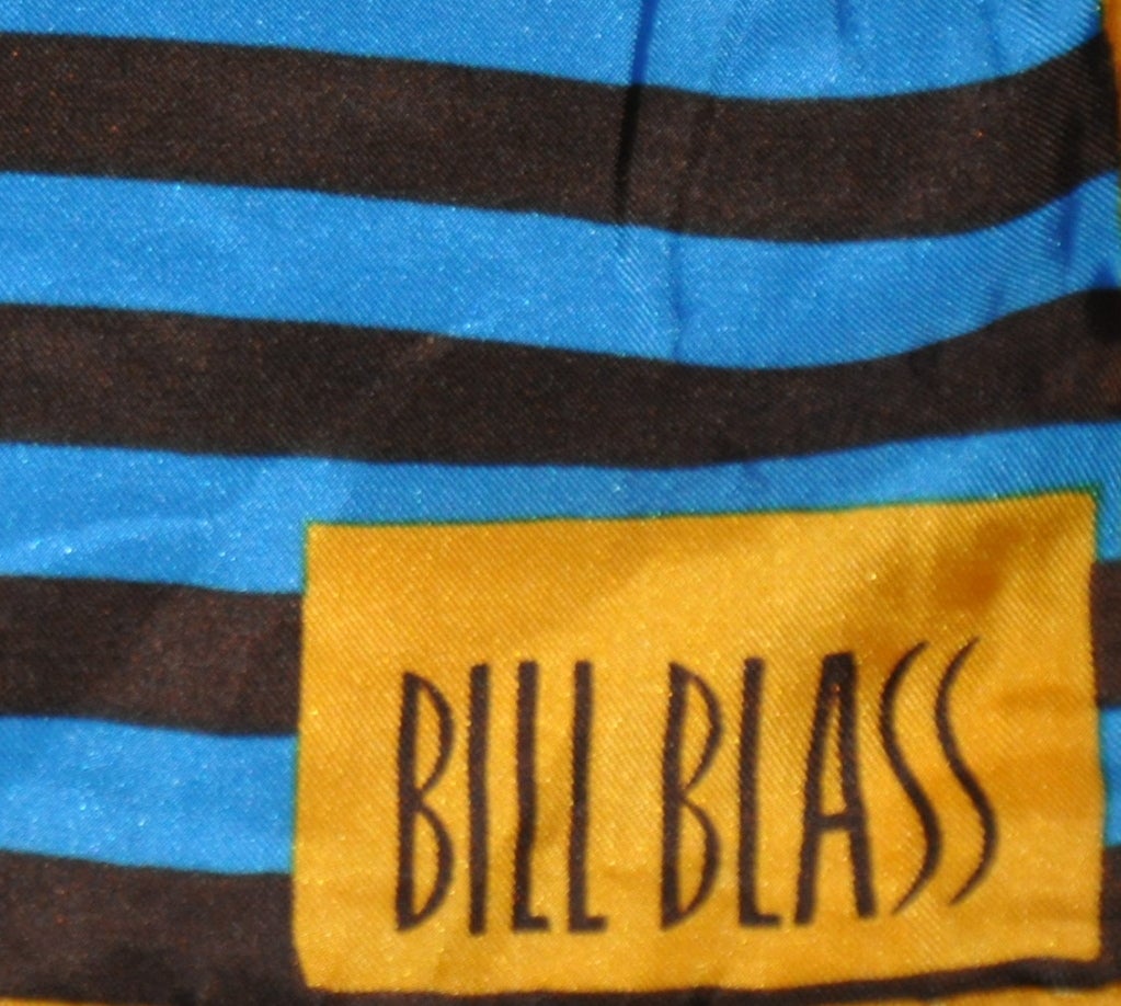 Women's Bill Blass Bold yellow with black and blue silk scarf