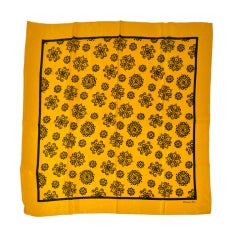 Christian Dior Yellow with Black motif silk scarf