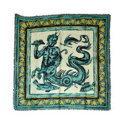"Neptune" print challis scarf