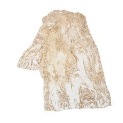 Large Paco Rabanne Cream Silk Chiffon with Gold Lame and Velvet Scarf 6