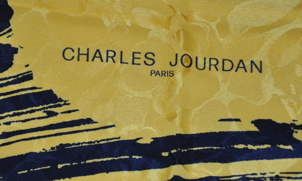 Orange Charles Jourdan - Écharpe en soie noire et jaune en vente