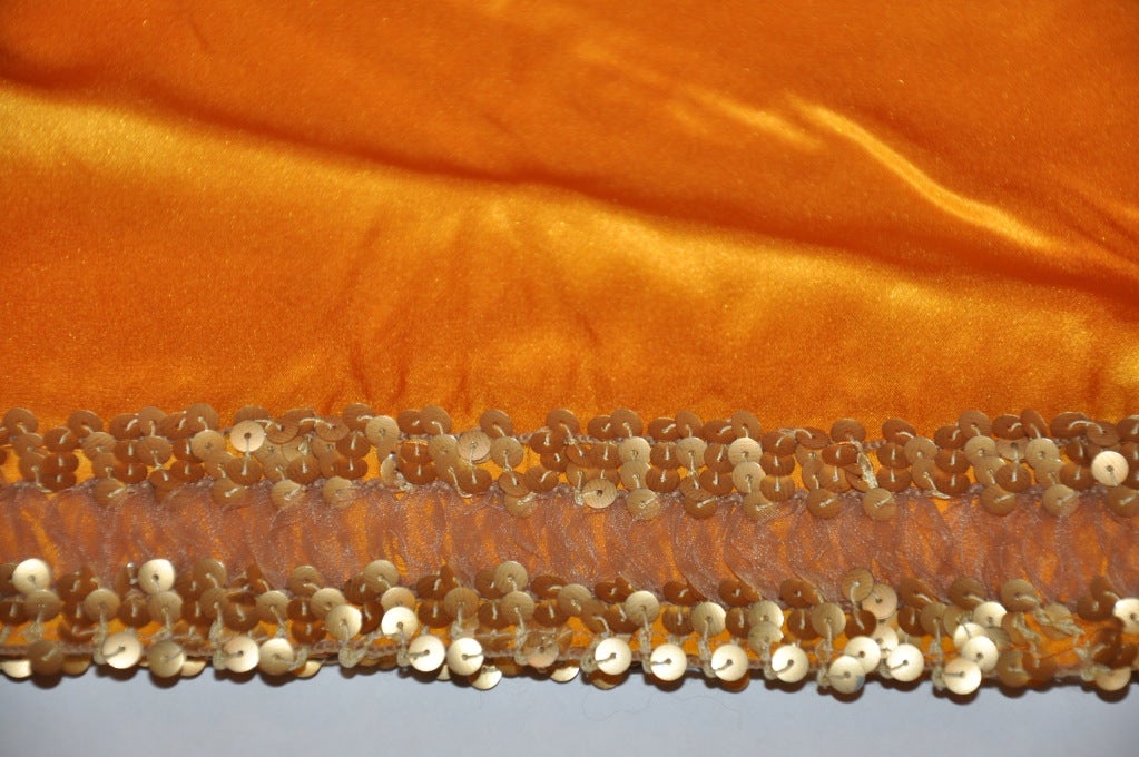 Women's Gold Silk crepe de chine with micro sequin & silk organza scarf