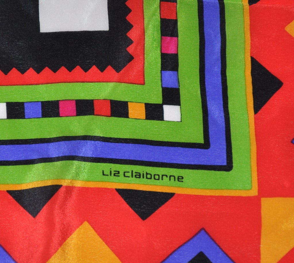 Women's Liz Claiborne Multicolor Block print silk scarf