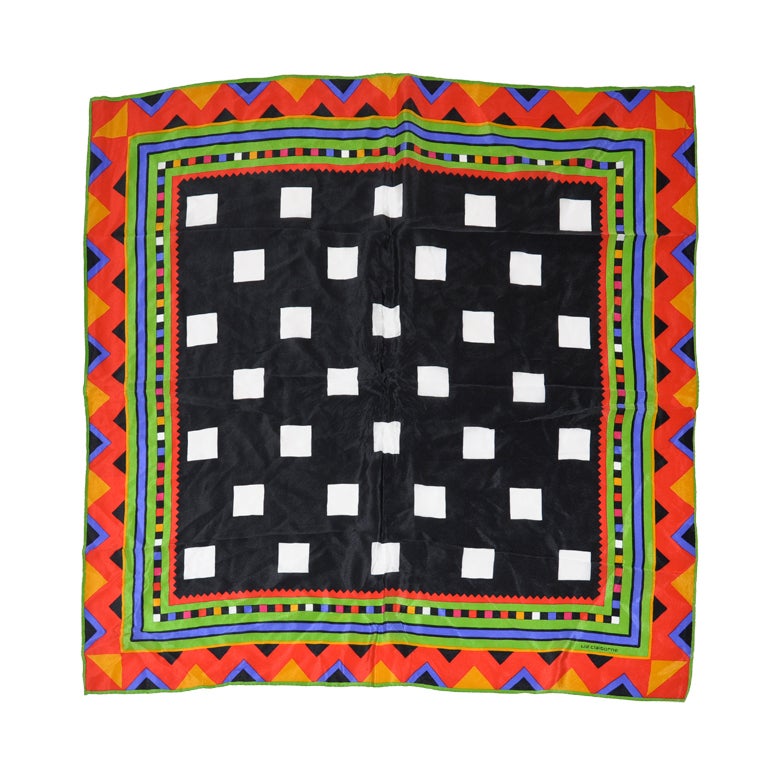 Liz Claiborne Multicolor Block print silk scarf