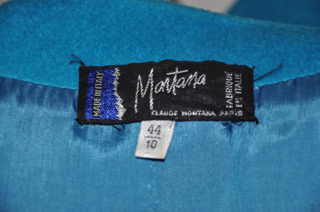 Women's Rare Claude Montana Turquoise car coat For Sale