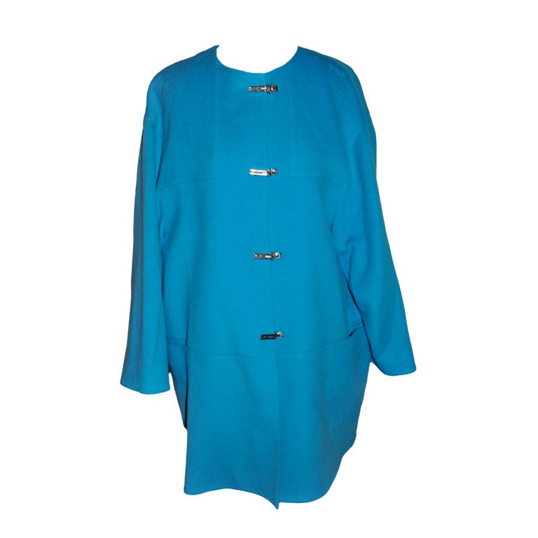 Rare Claude Montana Turquoise car coat For Sale at 1stDibs