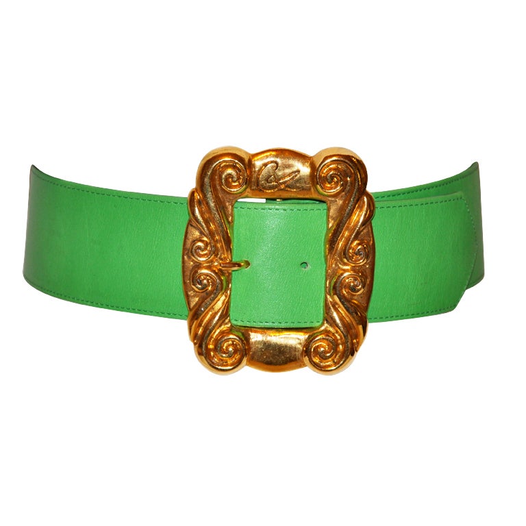 Christian Lacroix neon green with gold hardware belt