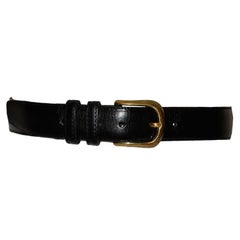 Vintage Yves Saint Lauren Men's Black Leather Belt