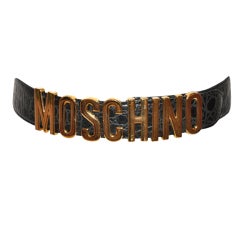 Moschino textured black leather with gold hardware belt