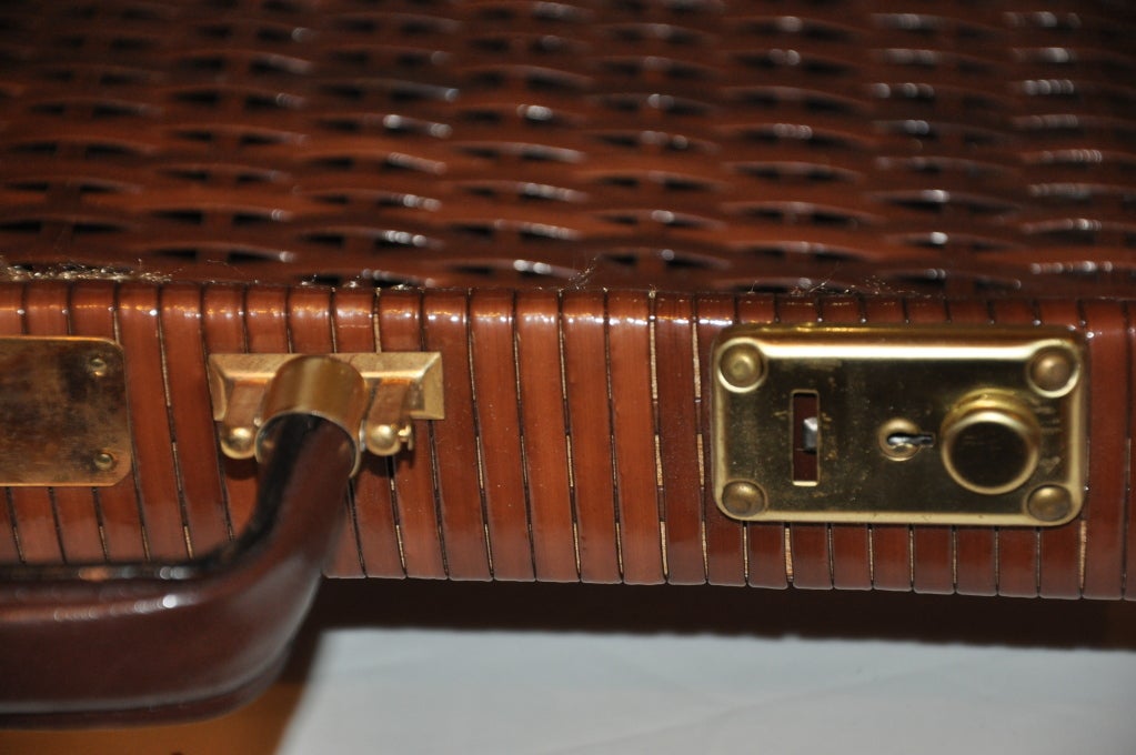 Women's Bergdorf Goodman wicker briefcase with gold hardware & Key