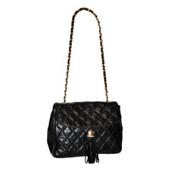 Retro Bonwit Teller "Chanel" style black quilted shoulder bag