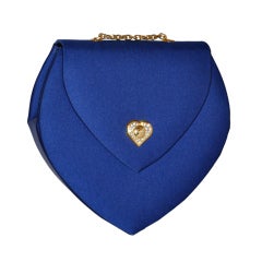 Guy Laroche Blue silk evening bag with gold hardware
