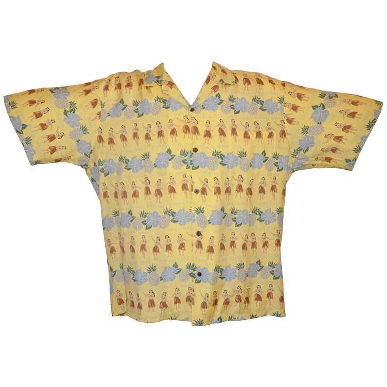 Rare "Hula Girls" Diamond Head Hawaiian shirt For Sale