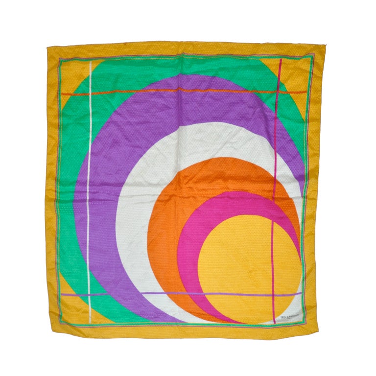 Ted Lapidus Multi-Color Multi-Circle Silk Scarf For Sale