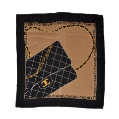 Chanel "Quilted Handbag" Silk Crepe de Chine Scarf