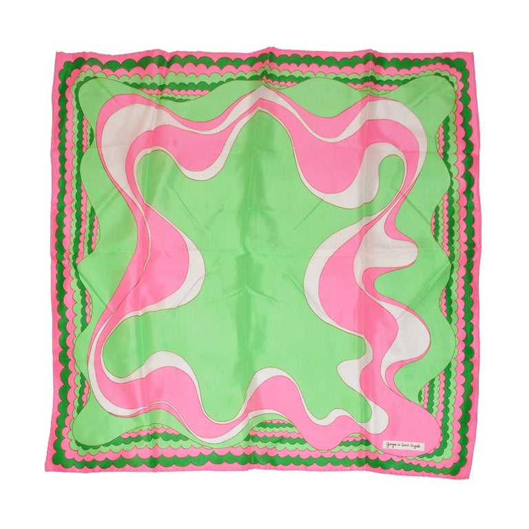 Giorgio di Sant Angelo Bold Multi-Color Neon Silk Scarf For Sale