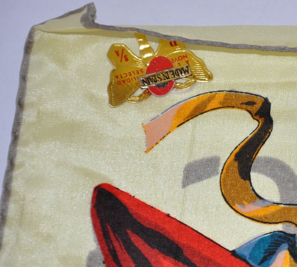 Beige Scarf with scenes of Spain For Sale