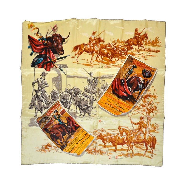 Scarf with scenes of Spain For Sale