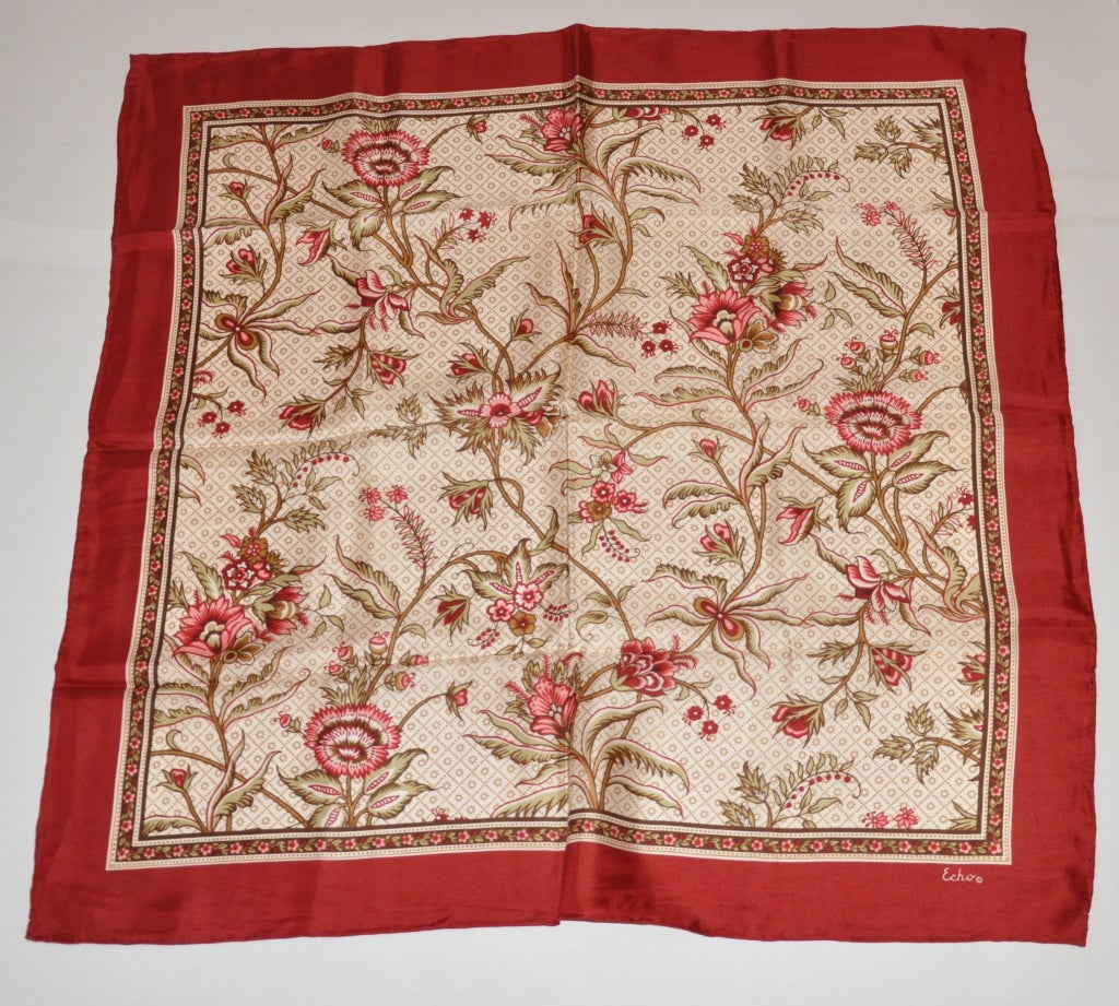 Echo floral print silk scarf measures 27