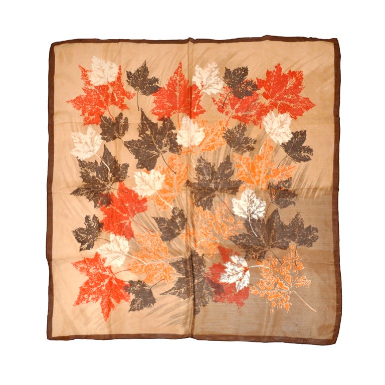 Silk "Autum Leaves" silk scarf For Sale