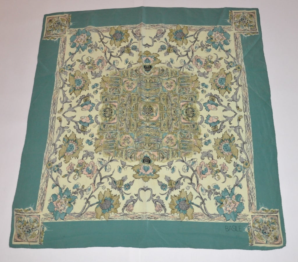Basile floral print silk scarf measures 36
