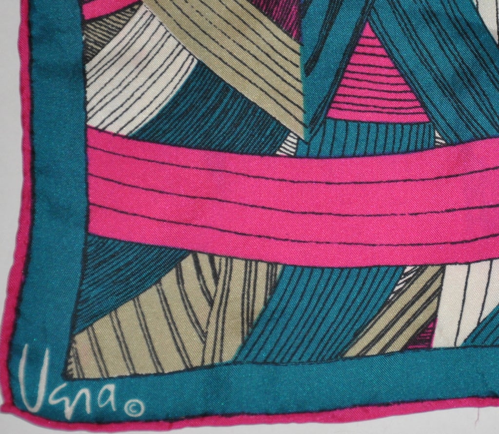 Pink Vera multicolor silk scarf For Sale