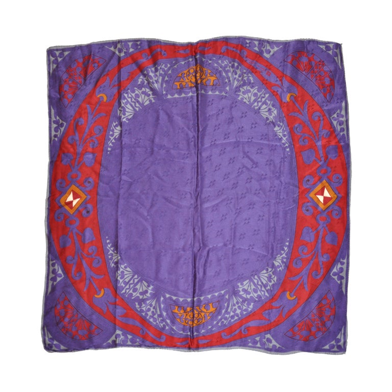 Multicolor "O" silk scarf For Sale