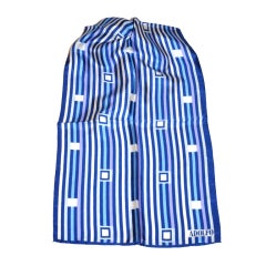 Adolfo silk blue & white scarf 10
