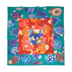 Multicolor Tropical Fishes Italian cotton scarf