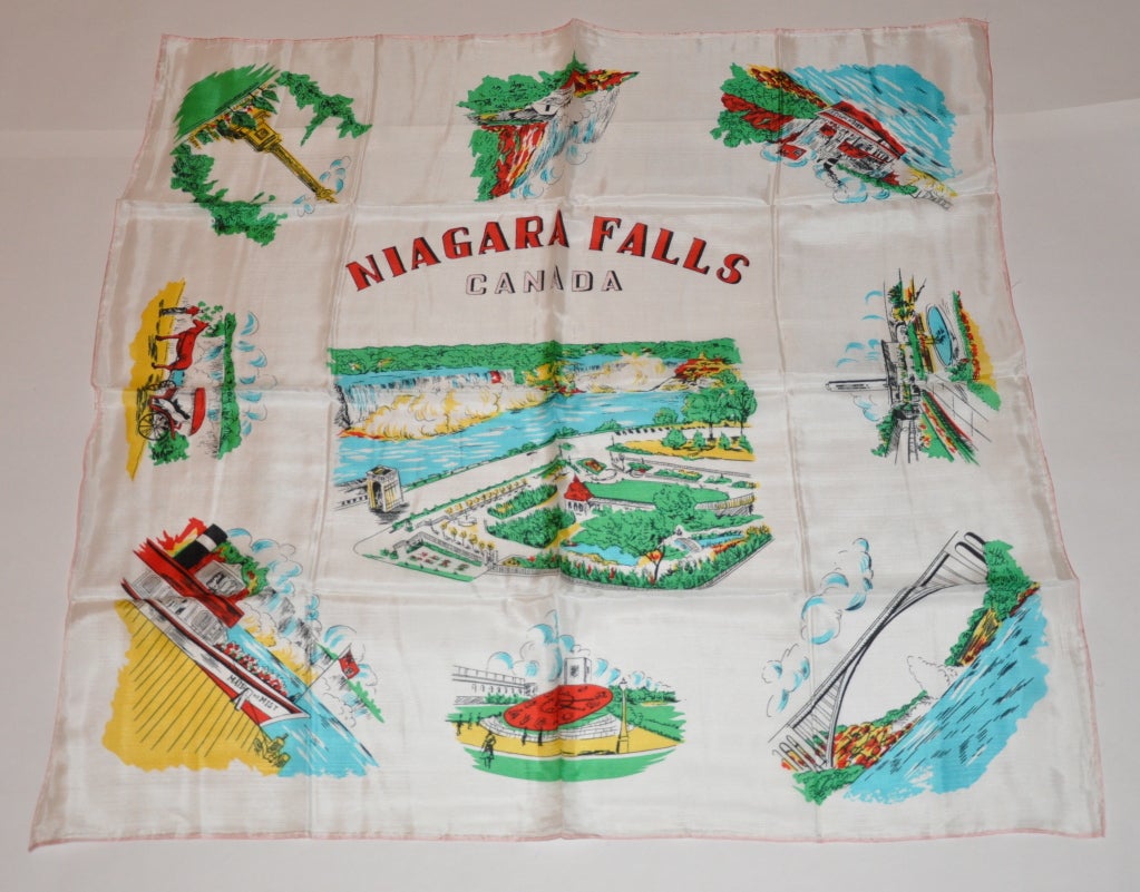 "Niagara Falls" Souvenir Silk Scarf For Sale