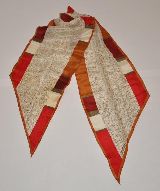 Albert Nipon Abstract print silk scarf measures 9