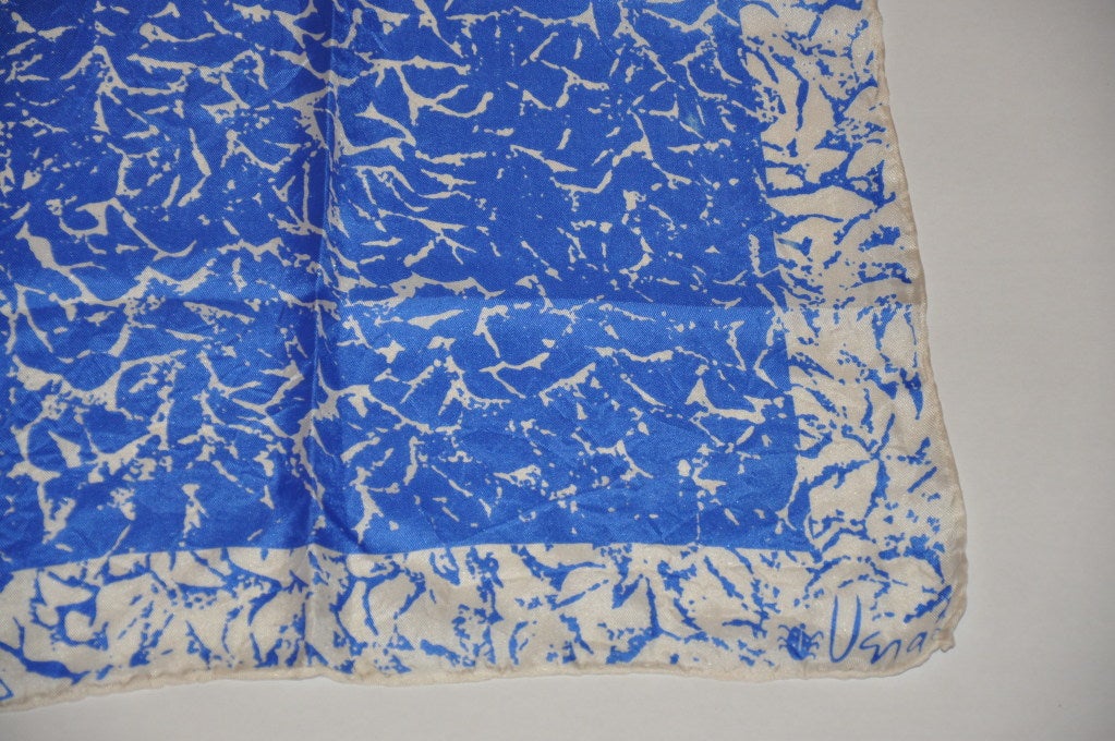 Blue Vera blue & white silk scarf For Sale