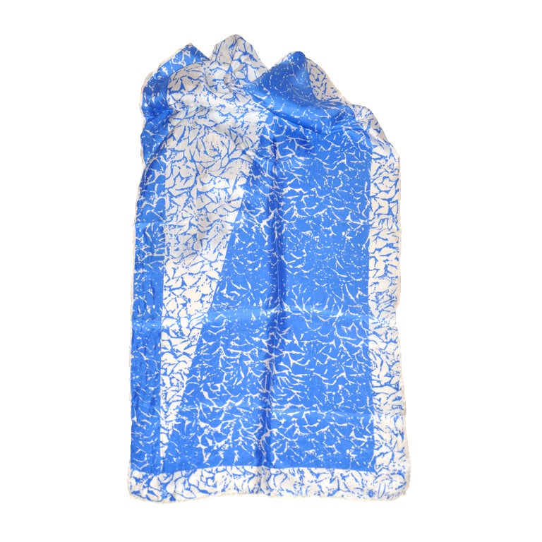 Vera blue & white silk scarf For Sale