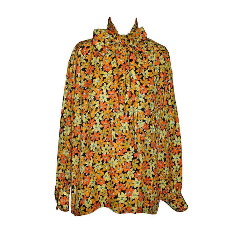 YVES Saint Laurent Blouse Silk 1976 Collection YSL For Sale at 1stDibs