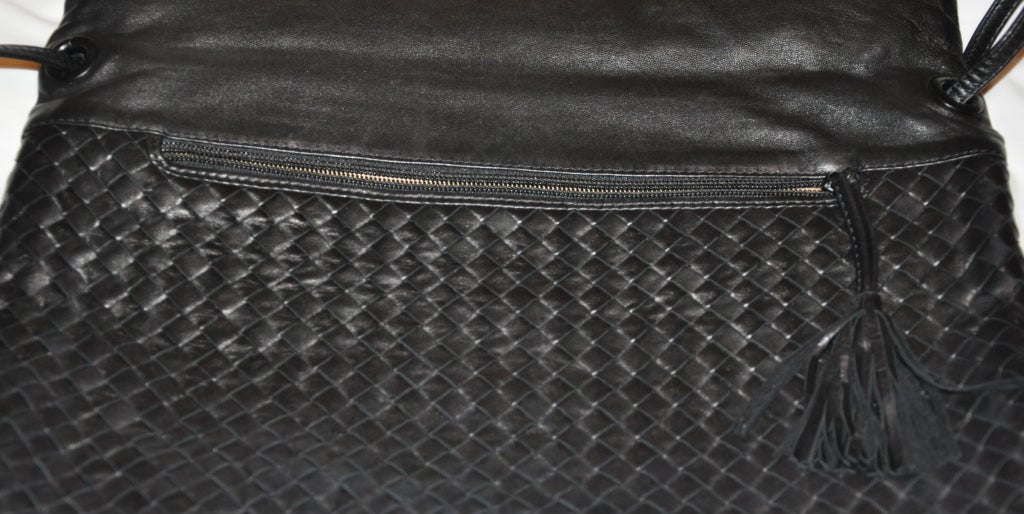 Bottega Veneta Ex-Large Black Lambskin Woven Shoulder Bag 1