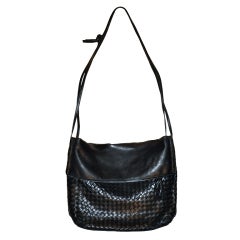 Bottega Veneta Ex-Large Black Lambskin Woven Shoulder Bag