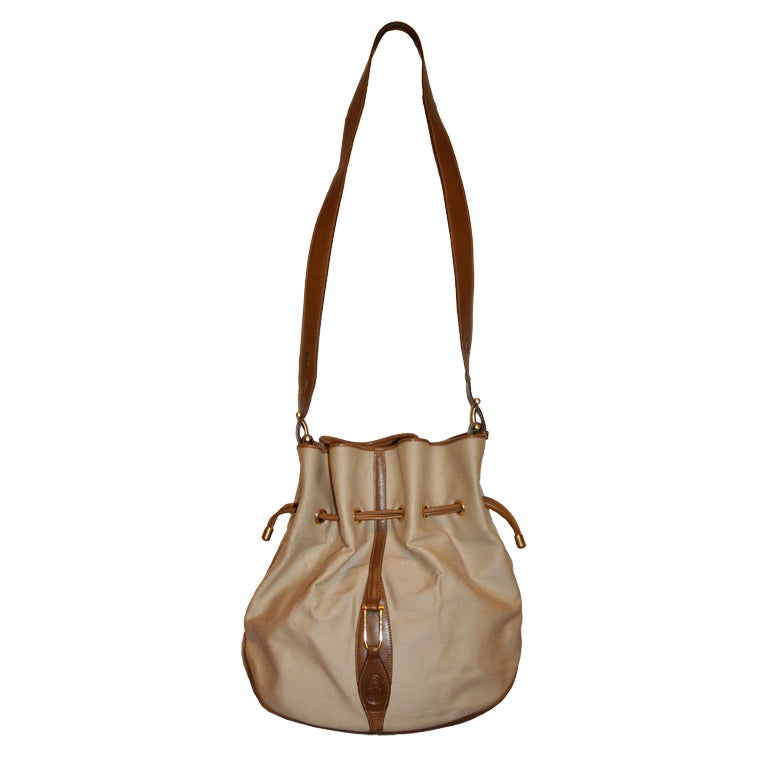 Mark Cross Canvas & Calfskin Drawstring Shoulder Bag