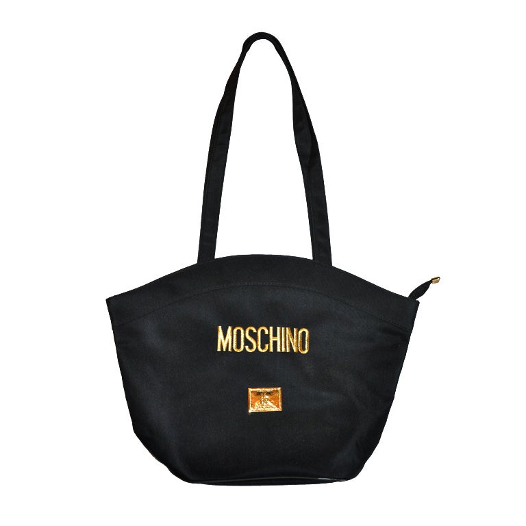 Moschino Schwarze Nylon-Schultertasche im Angebot