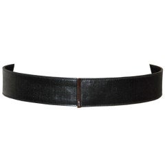 Gucci Textured black leather with silver hardware belt