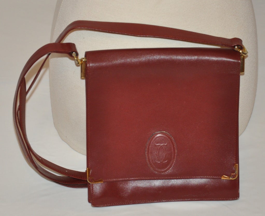 Les must de Cartier bordeaux calfskin shoulder bag