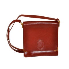 Vintage Les must de Cartier bordeaux calfskin shoulder bag