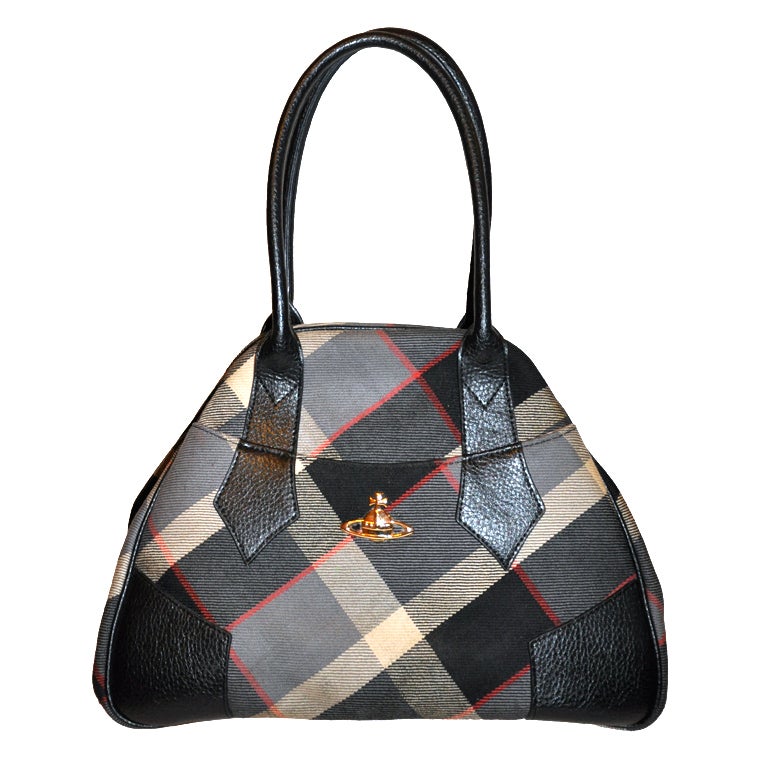 Seltene Vivienne Westwood Signatur Karierte Handtasche im Angebot