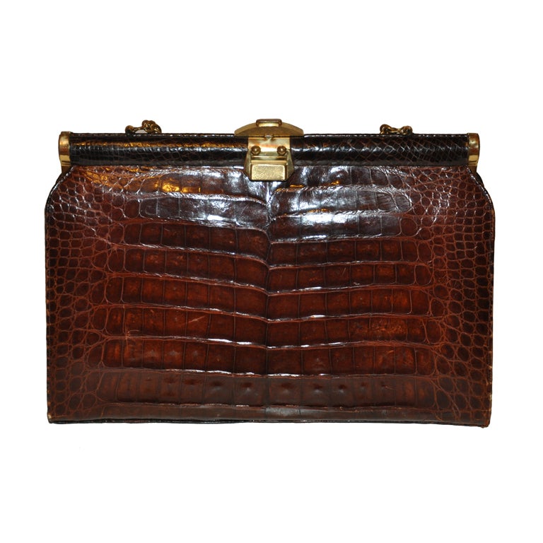 Lesco Alligator with gold hardware handbag