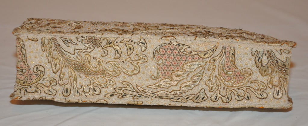 Women's Rare Silver with gold overlay micro embroidered clutch