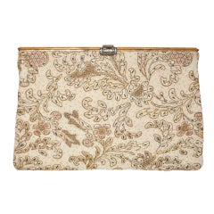 Antique Rare Silver with gold overlay micro embroidered clutch